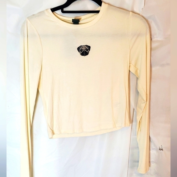 Long Sleeved Wild Fable Size XS Pug Embroidered Shirt NWT - Picture 1 of 4
